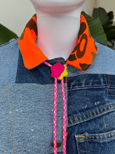 Mini Flower Pink Camo Fringe Bolo Tie