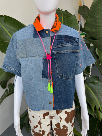 Mini Purple Star Pink Camo Fringe Bolo Tie