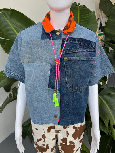 Mini Star Pink Camo Fringe Bolo Tie