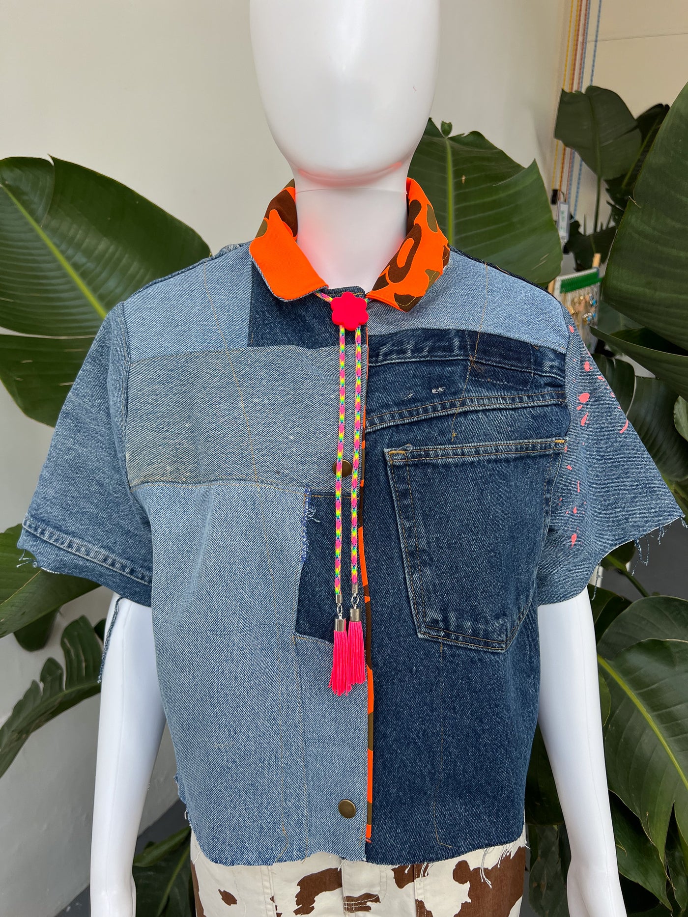 Rainbow Hot Pink Fringe Bolo Tie