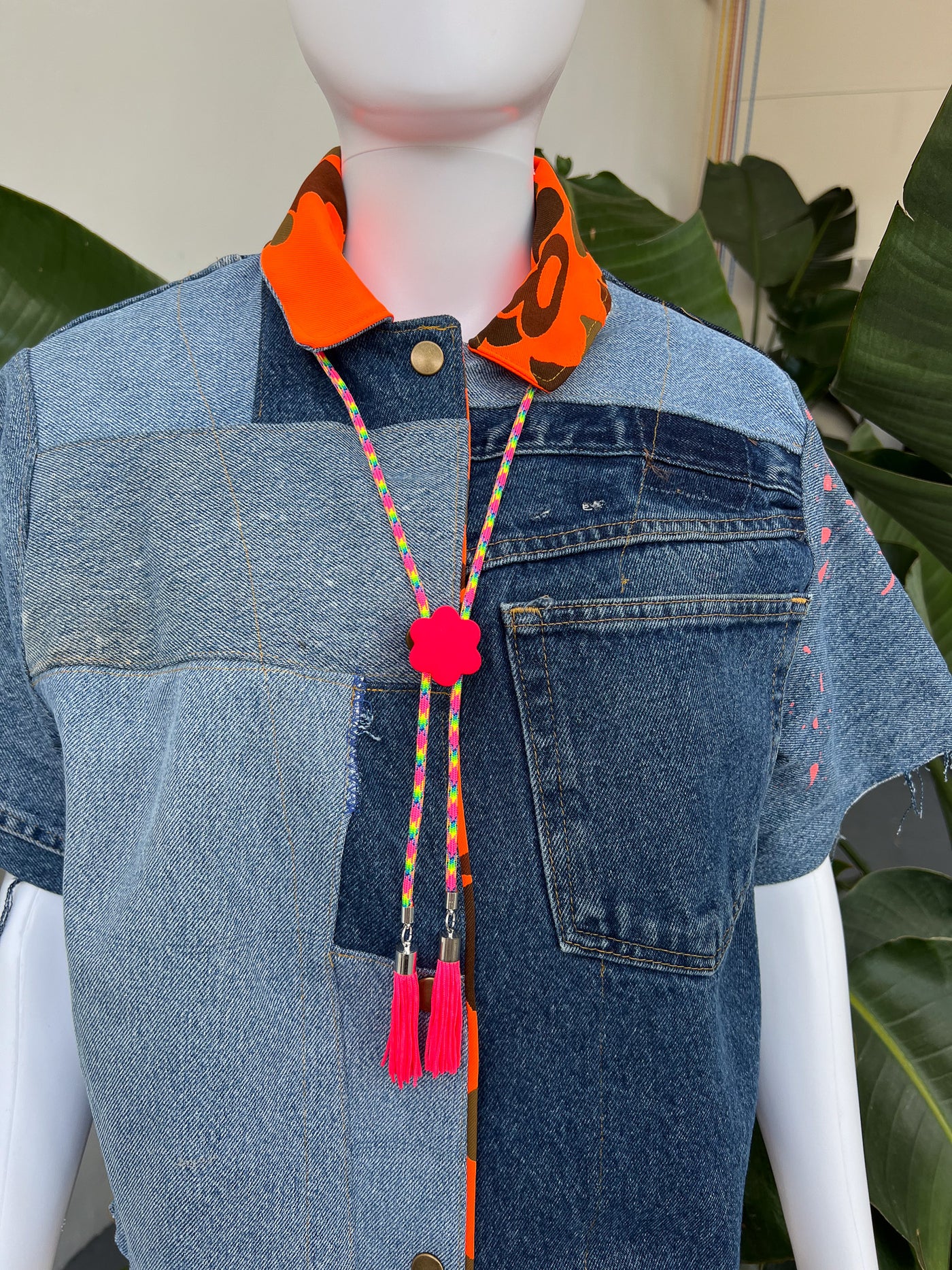 Rainbow Hot Pink Fringe Bolo Tie