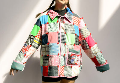 Quilted Jacket - Pink Multicolored Size 2X