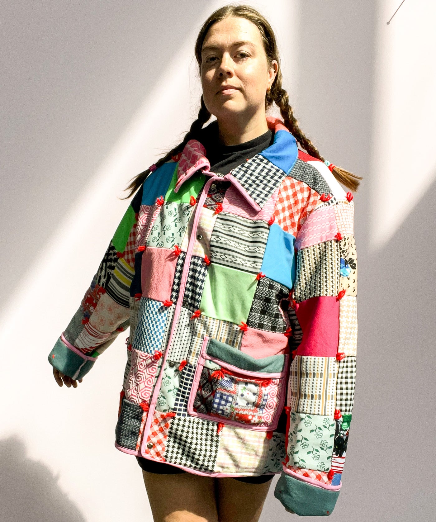 Quilted Jacket - Pink Multicolored Size 2X