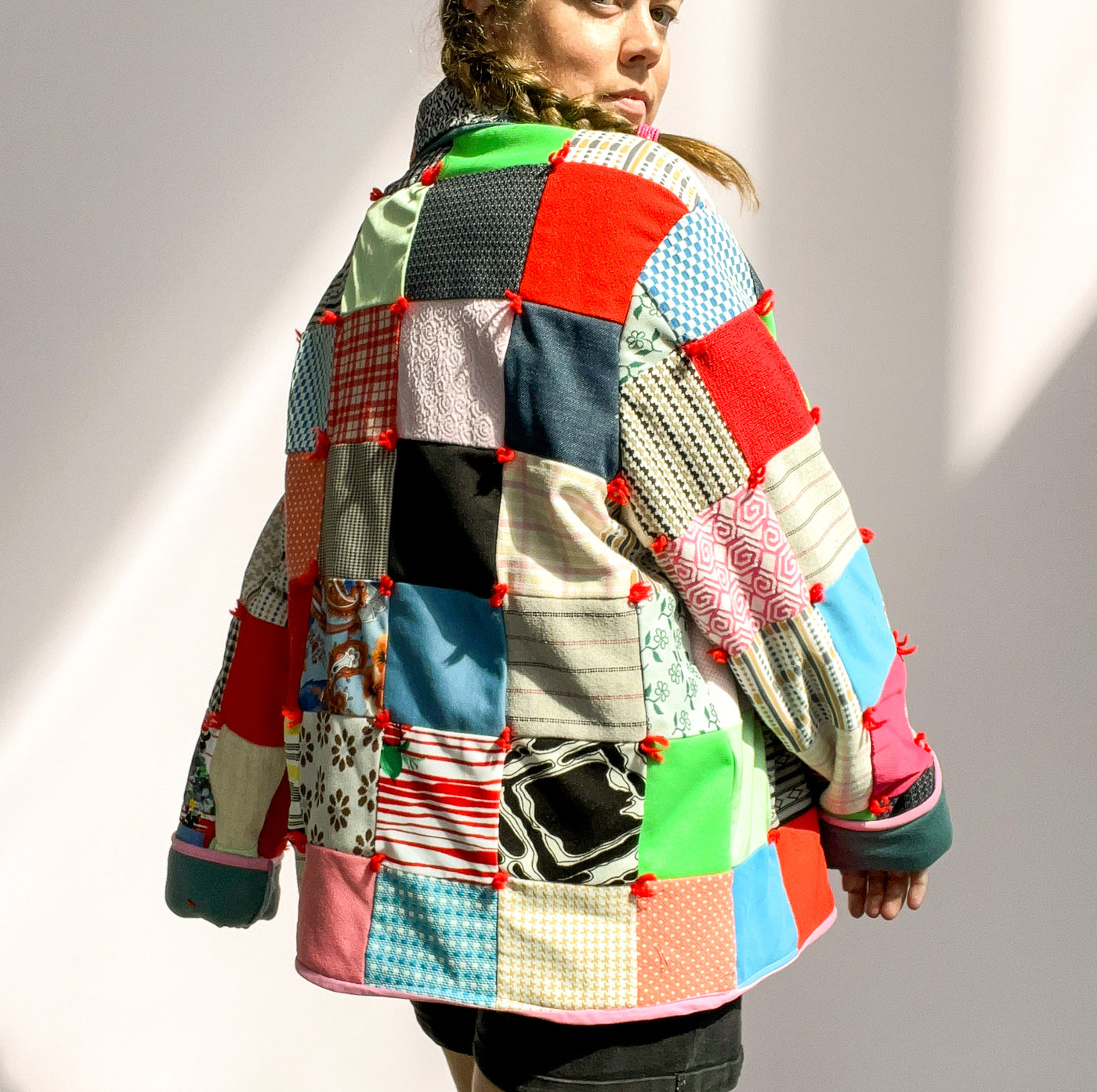 Quilted Jacket - Pink Multicolored Size 2X