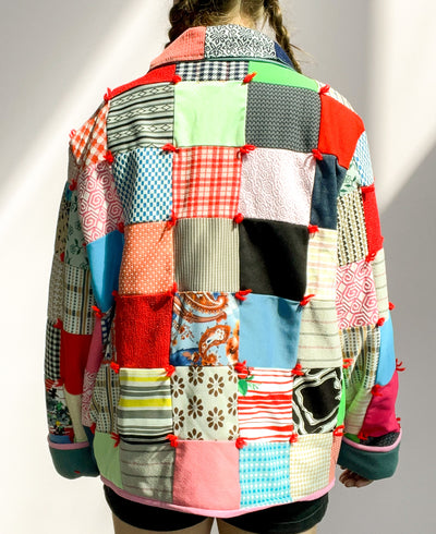 Quilted Jacket - Pink Multicolored Size 2X