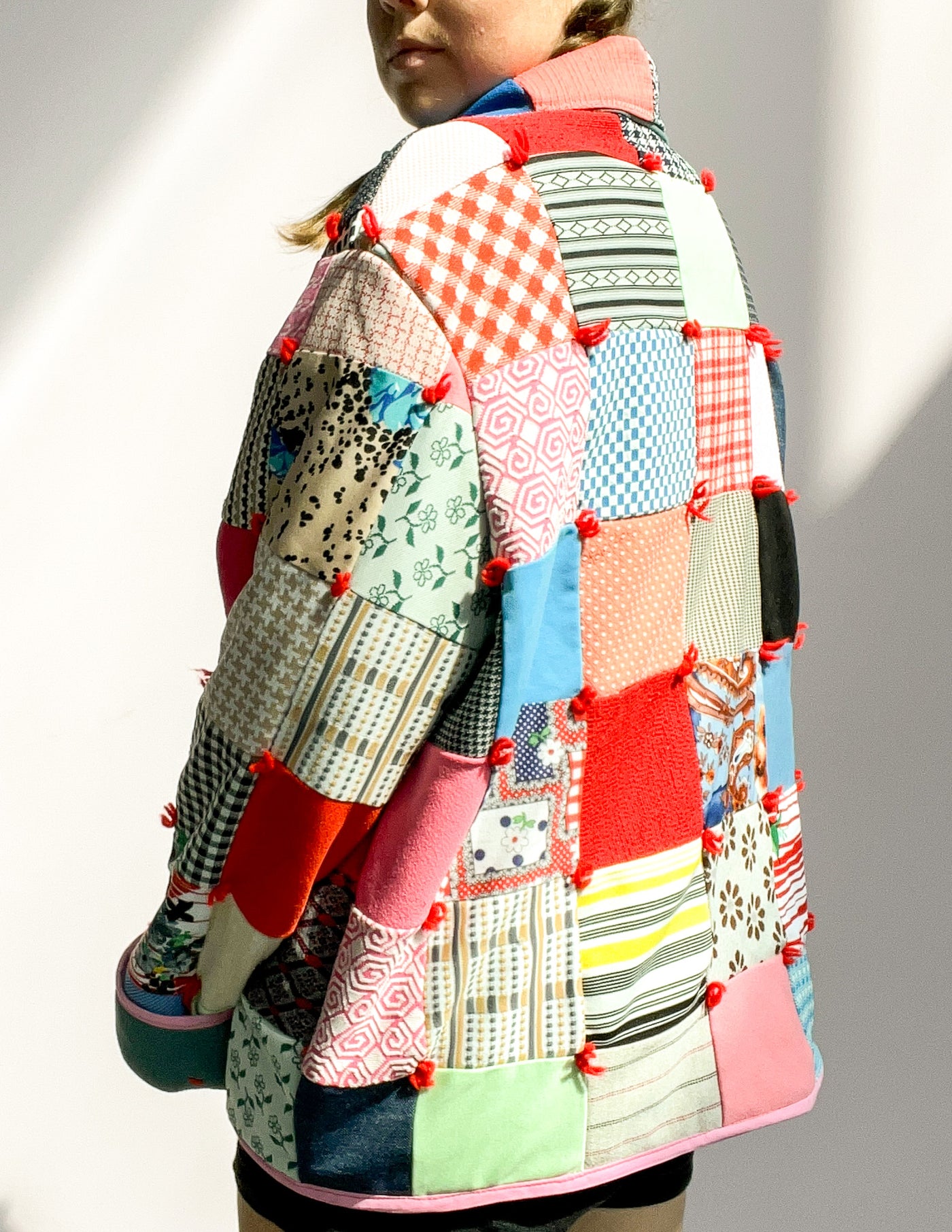 Quilted Jacket - Pink Multicolored Size 2X