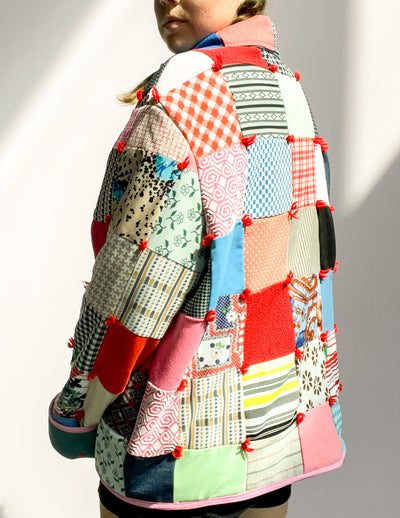 Quilted Jacket - Pink Multicolored Size 2X