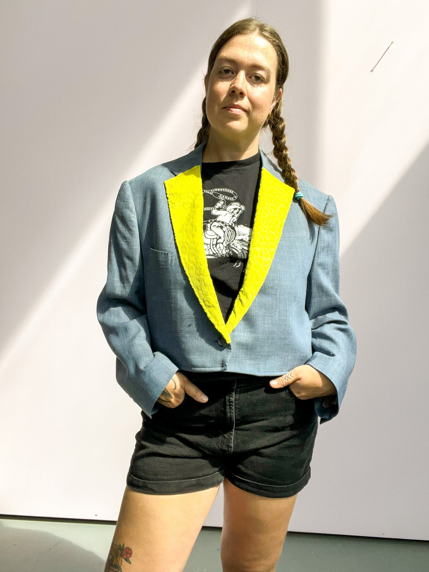 Blazer with Chartreuse Corduroy Lapel 2X