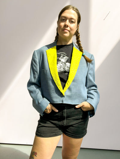 Blazer with Chartreuse Corduroy Lapel 2X