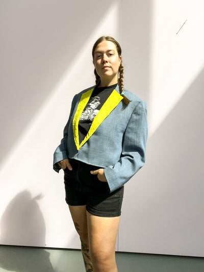 Blazer with Chartreuse Corduroy Lapel 2X