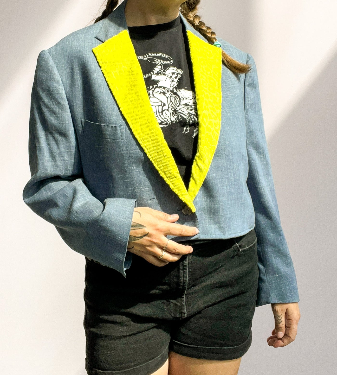 Blazer with Chartreuse Corduroy Lapel 2X