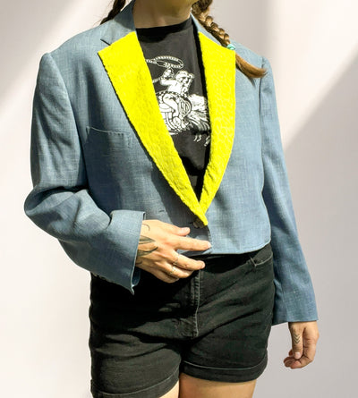 Blazer with Chartreuse Corduroy Lapel 2X