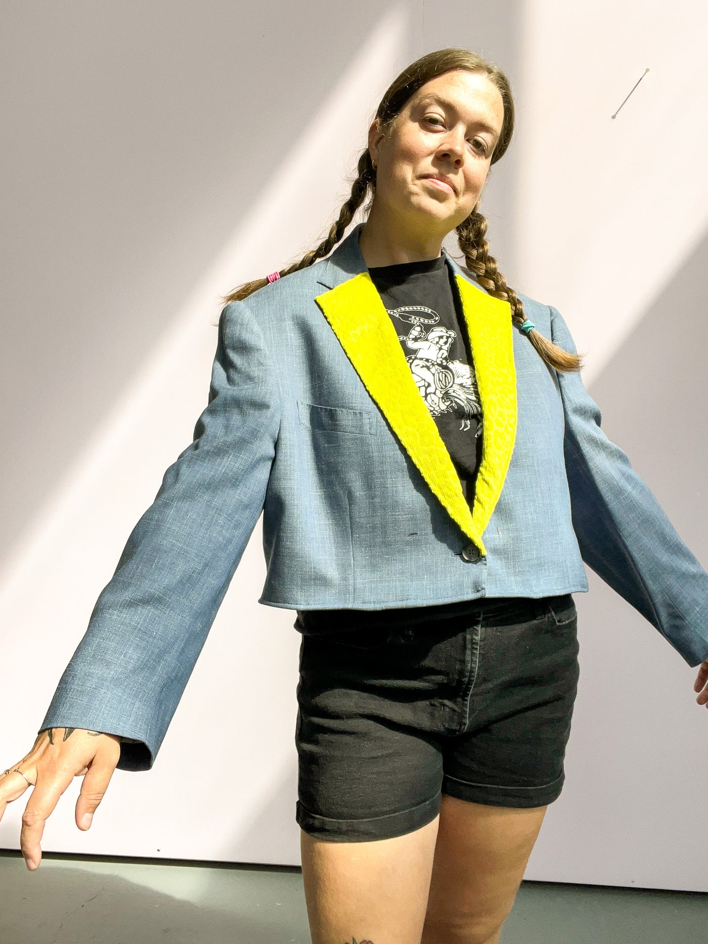 Blazer with Chartreuse Corduroy Lapel 2X