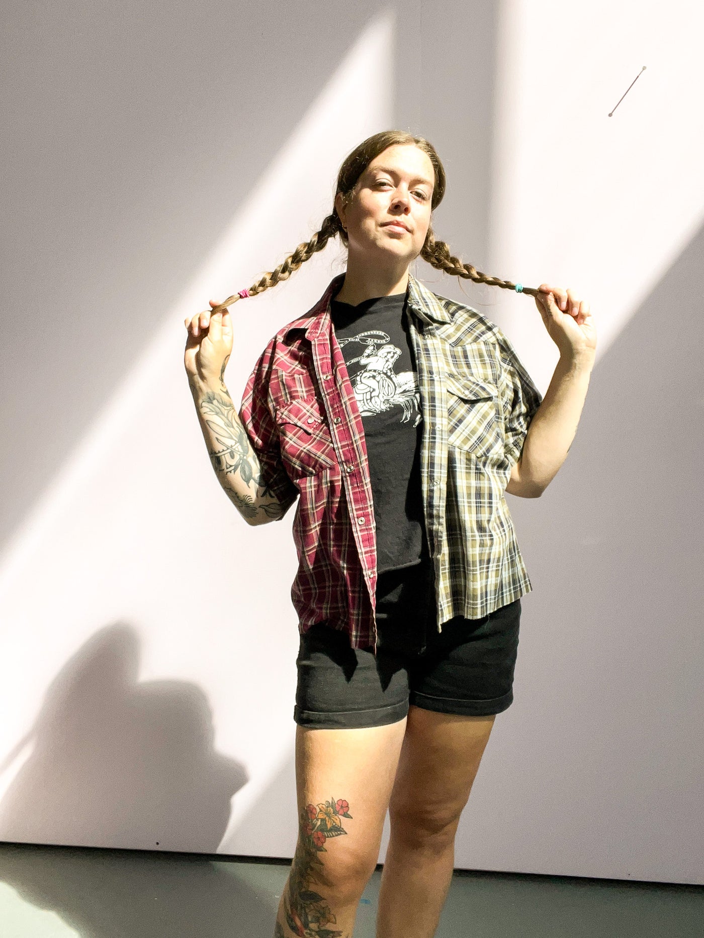 Two Tone Reworked Western Pearl Snap Shirt XL