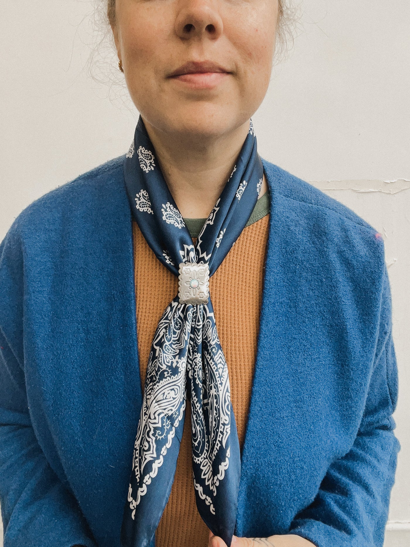 Opal Silver Concho Bandana Slide