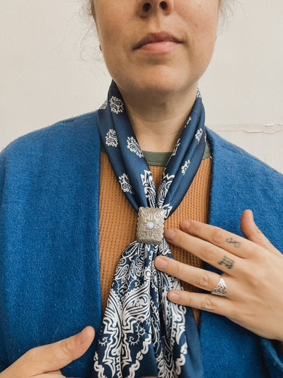 Opal Silver Concho Bandana Slide