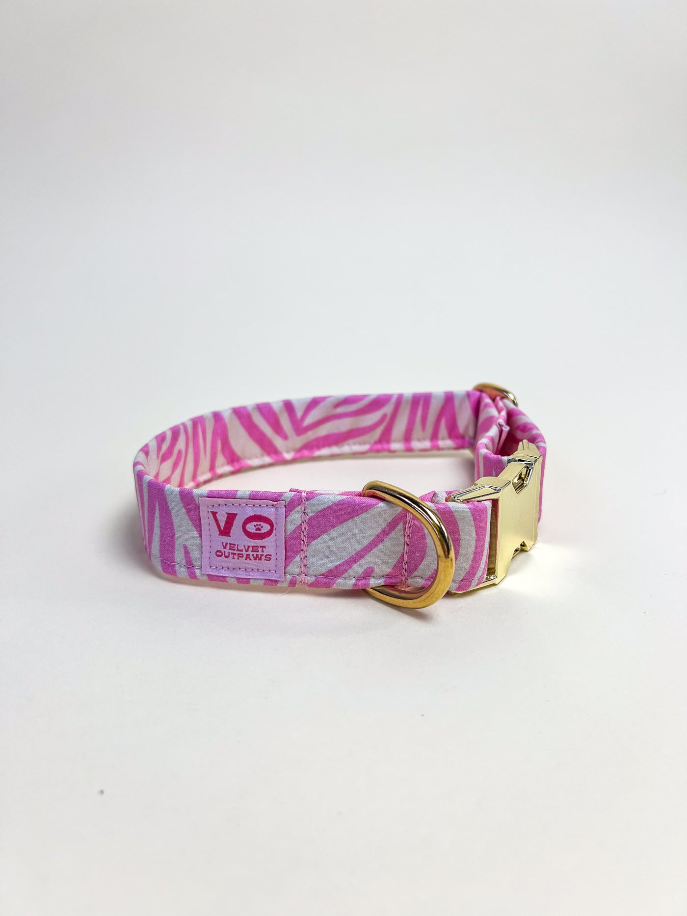 Pink Zebra Stripe Dog Collar