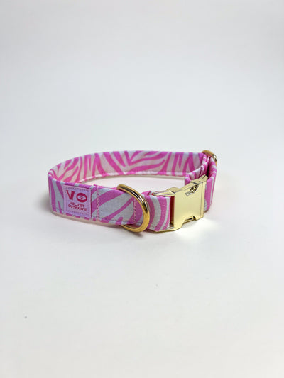 Pink Zebra Stripe Dog Collar