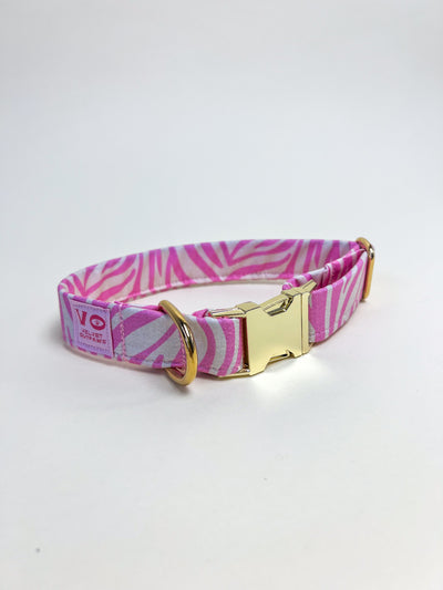 Pink Zebra Stripe Dog Collar