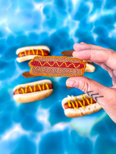 Hot Dog Chain Stitch Patch