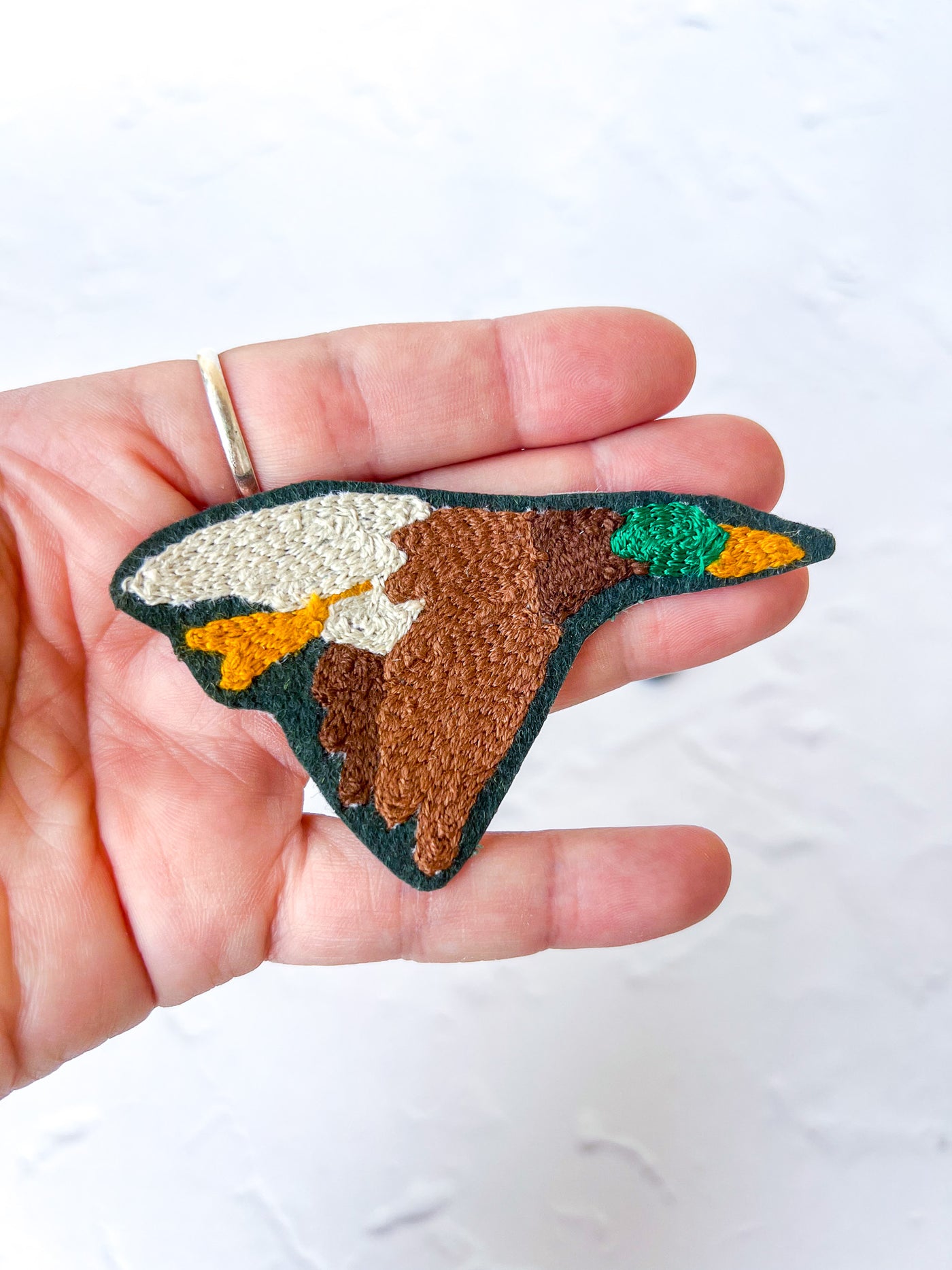 Duck Chain Stitch Iron On Patch - Right Facing Wings Down