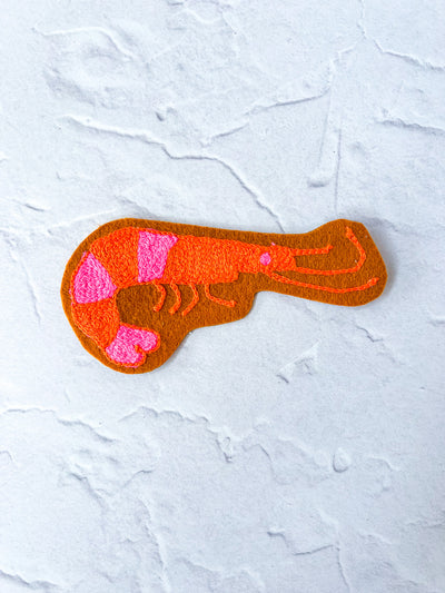 Shrimp Chain Stitch Iron On Patch