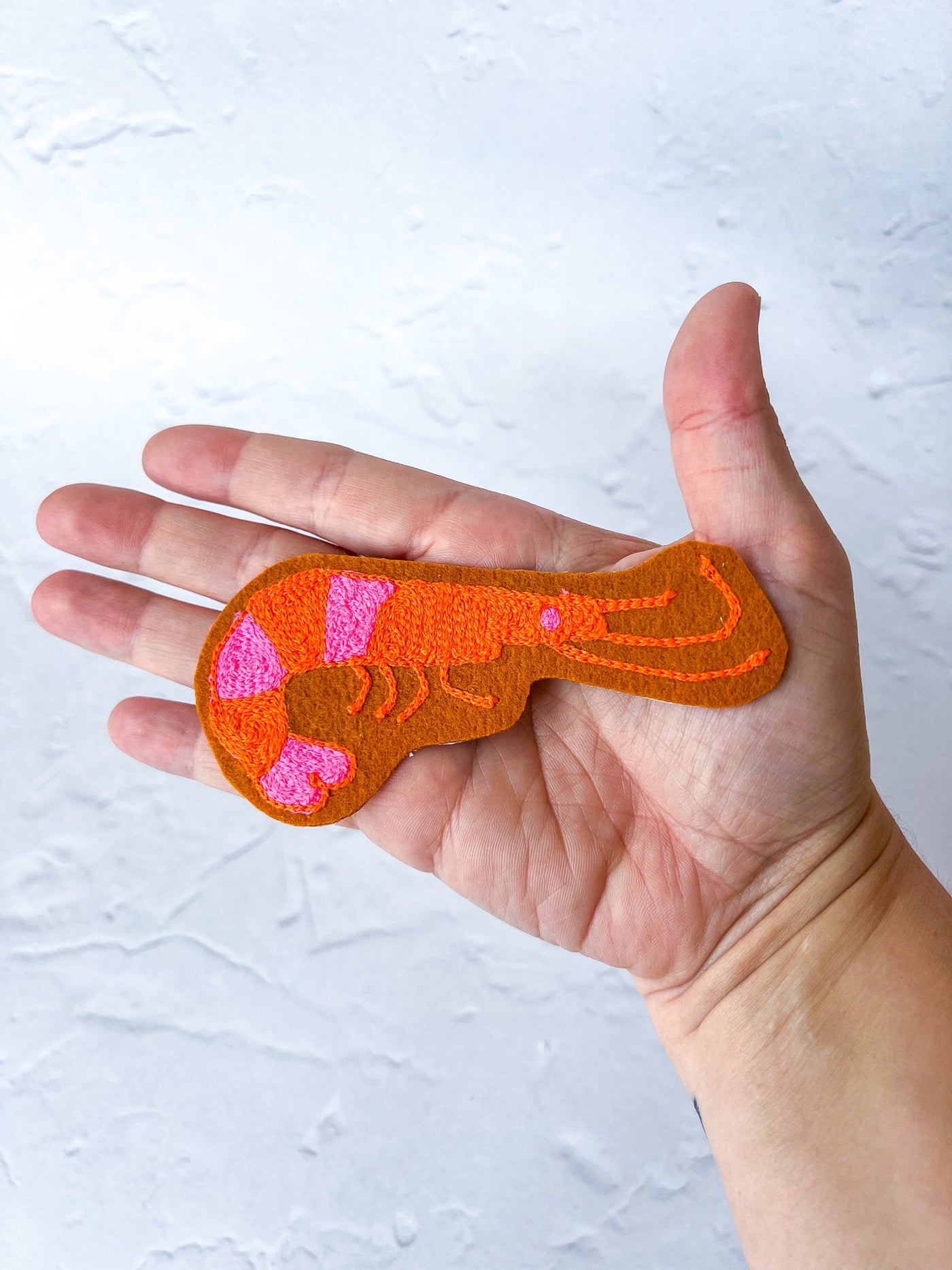 Shrimp Chain Stitch Iron On Patch