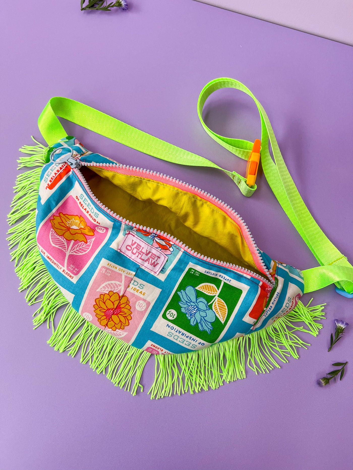 Flower Seeds Cross Body Fringe Bag