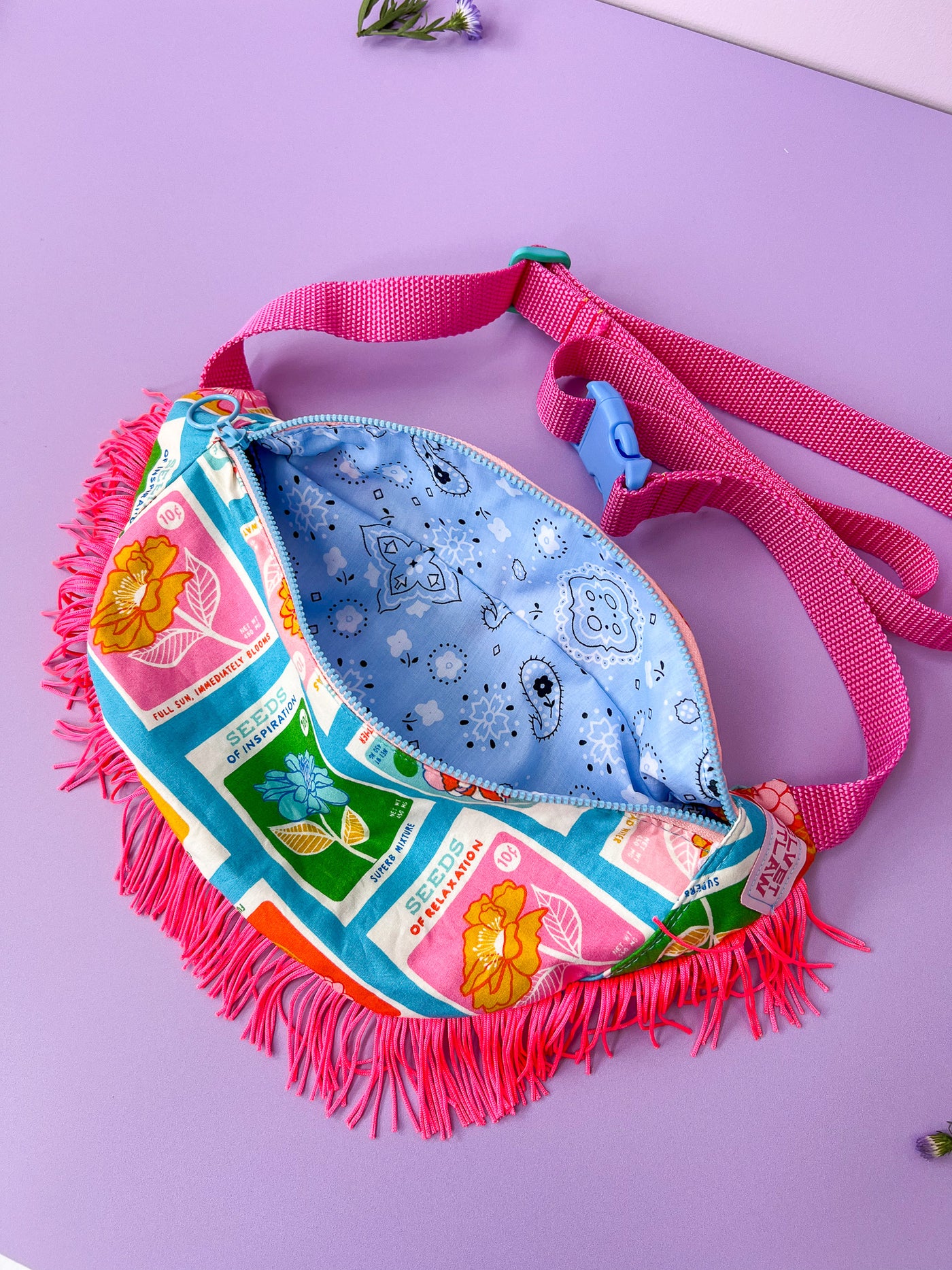 Flower Seeds Cross Body Fringe Bag