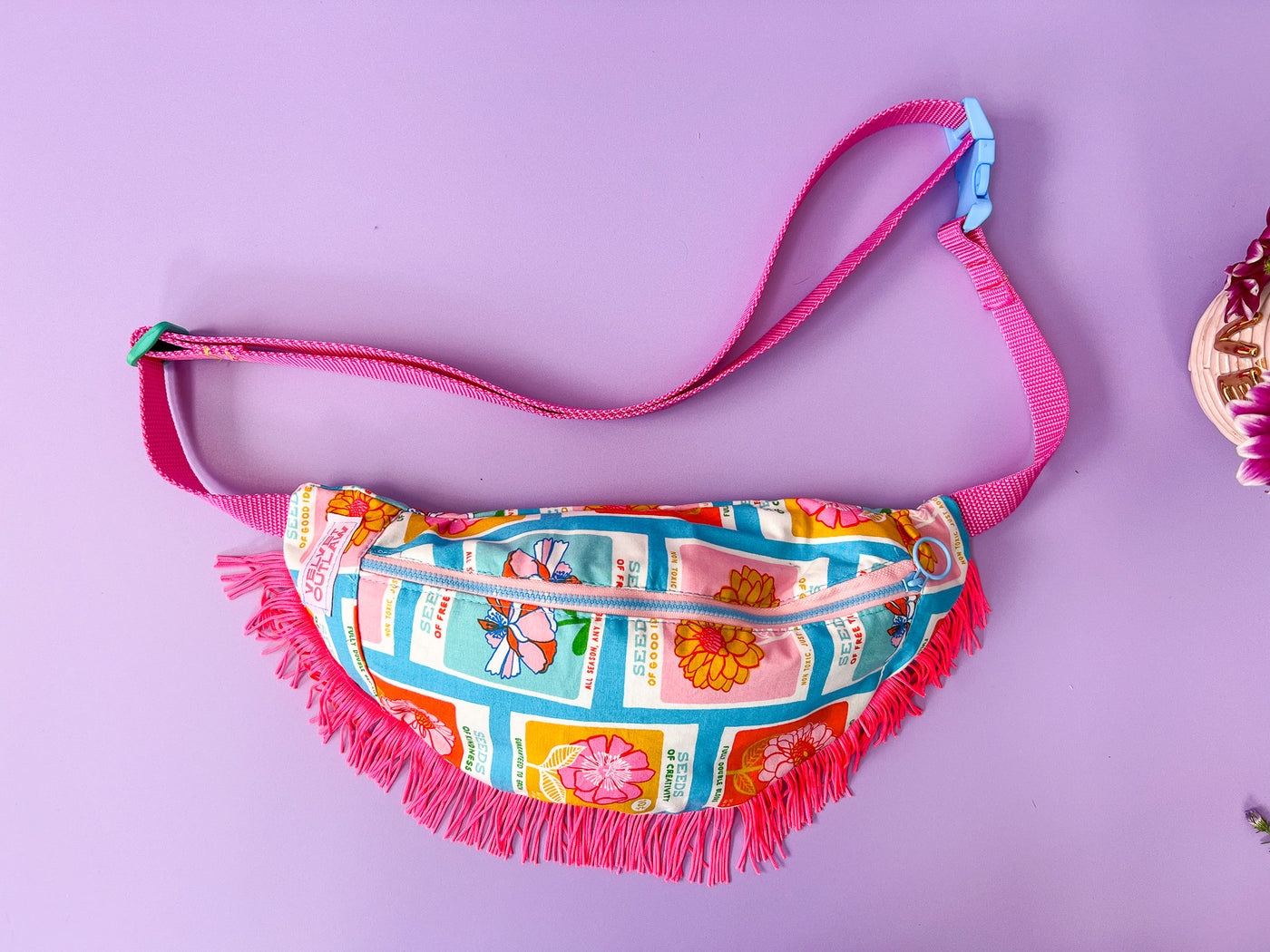 Flower Seeds Cross Body Fringe Bag