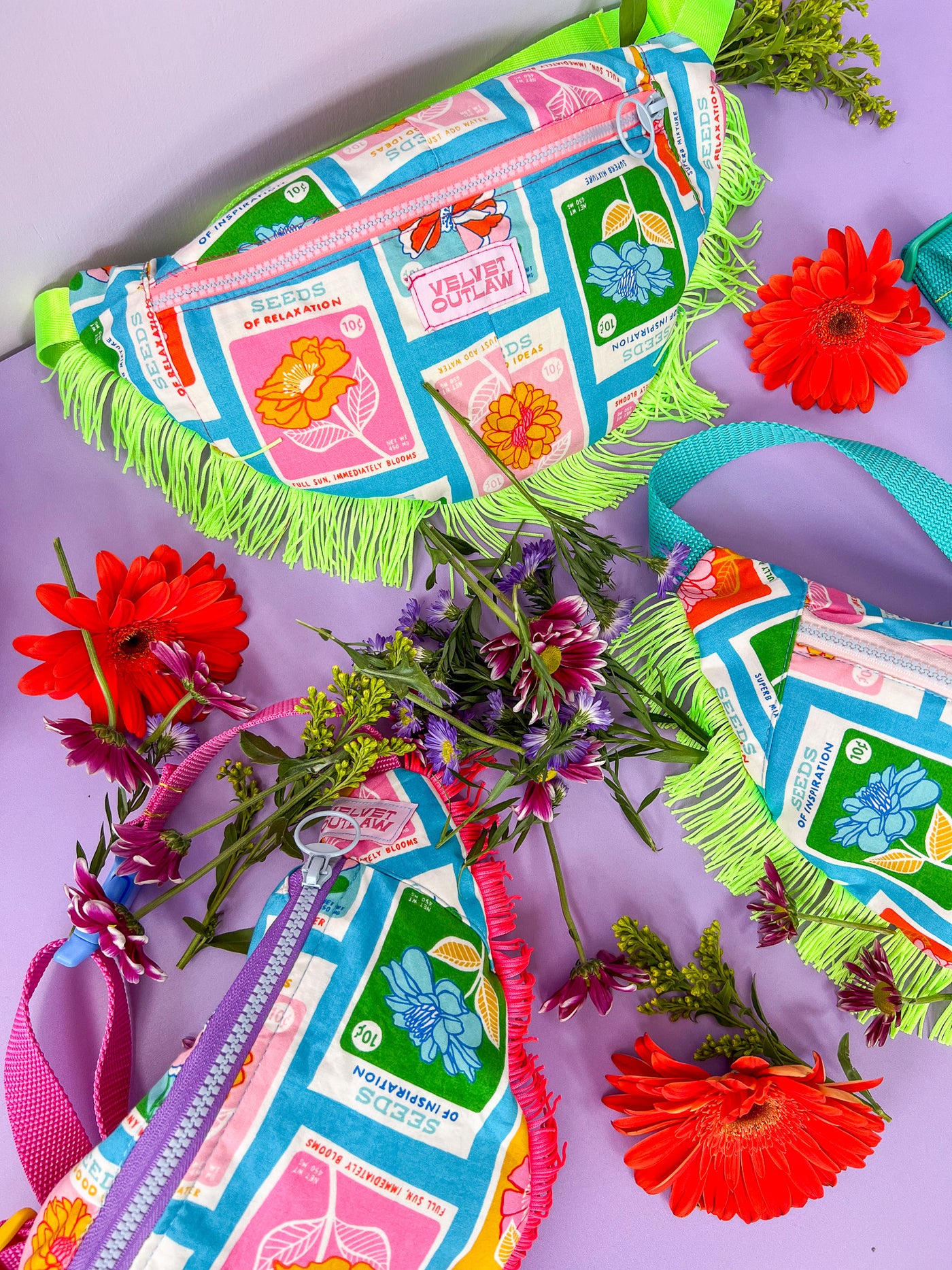 Flower Seeds Cross Body Fringe Bag