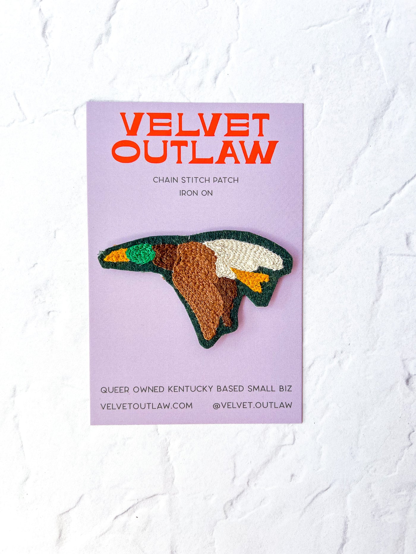 Duck Chain Stitch Iron On Patch - Left Facing Wings Down