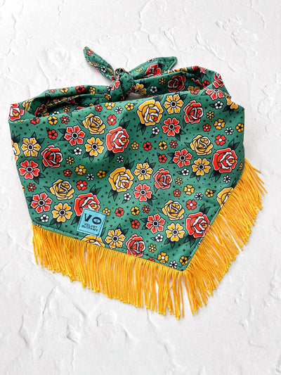 Traditional Tattoo Style Fringe Dog Bandana