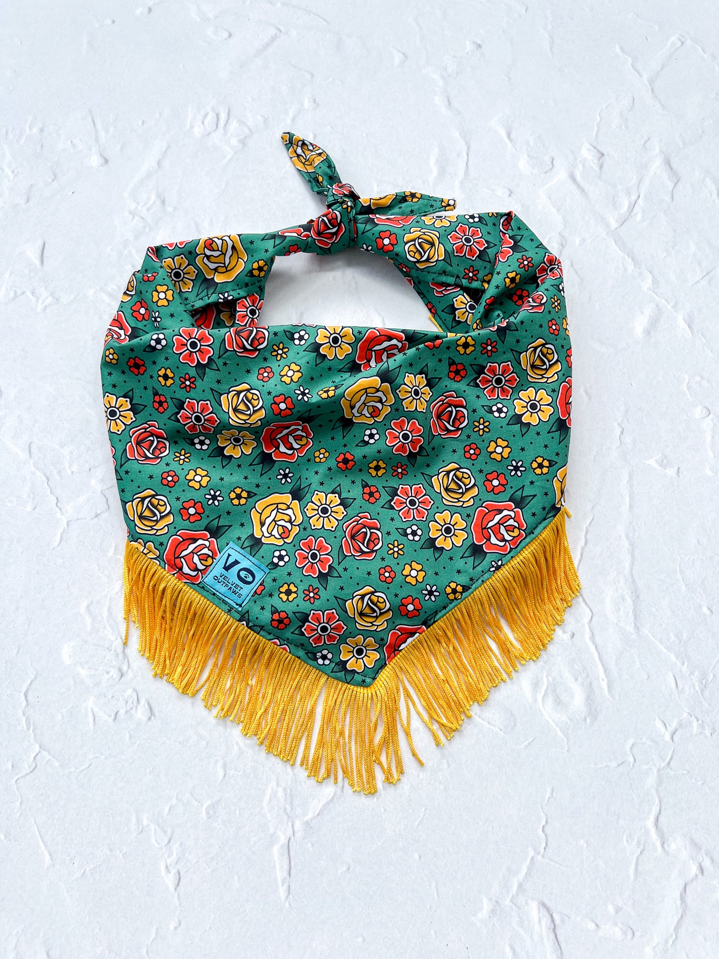 Traditional Tattoo Style Fringe Dog Bandana