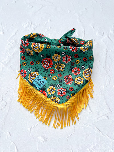 Traditional Tattoo Style Fringe Dog Bandana