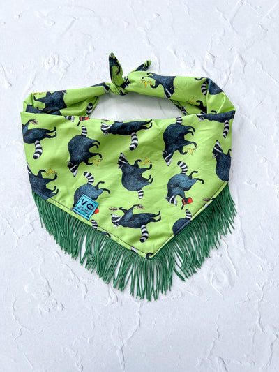 Silly Raccoons Fringe Dog Bandana