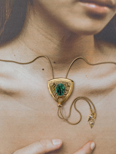 Emerald Gold Vintage Bolo Tie