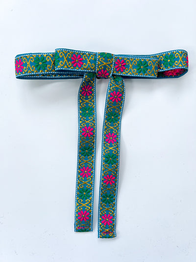 Teal Floral Western Tie