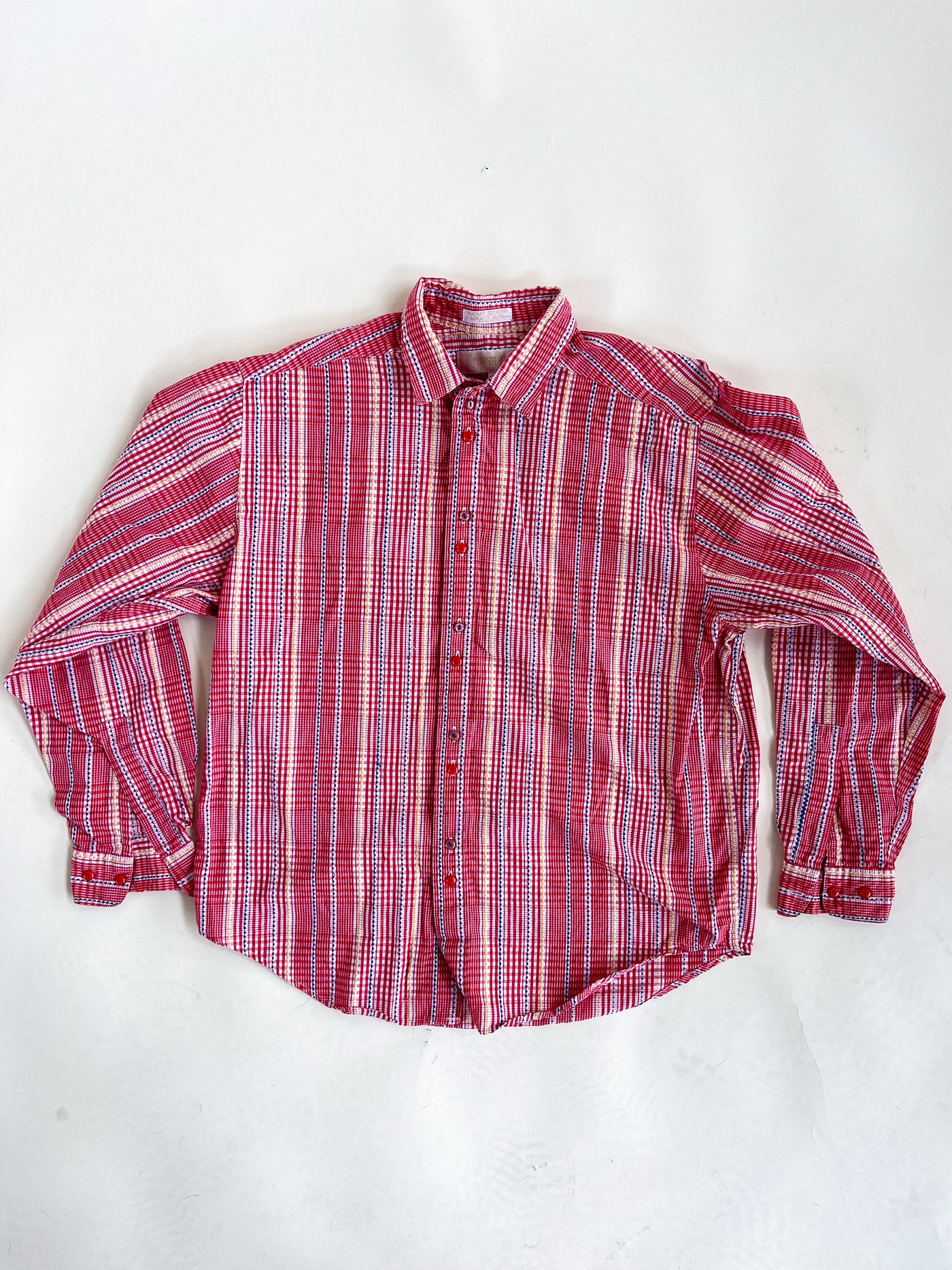 Red and Blue Stripe Button Up S/M