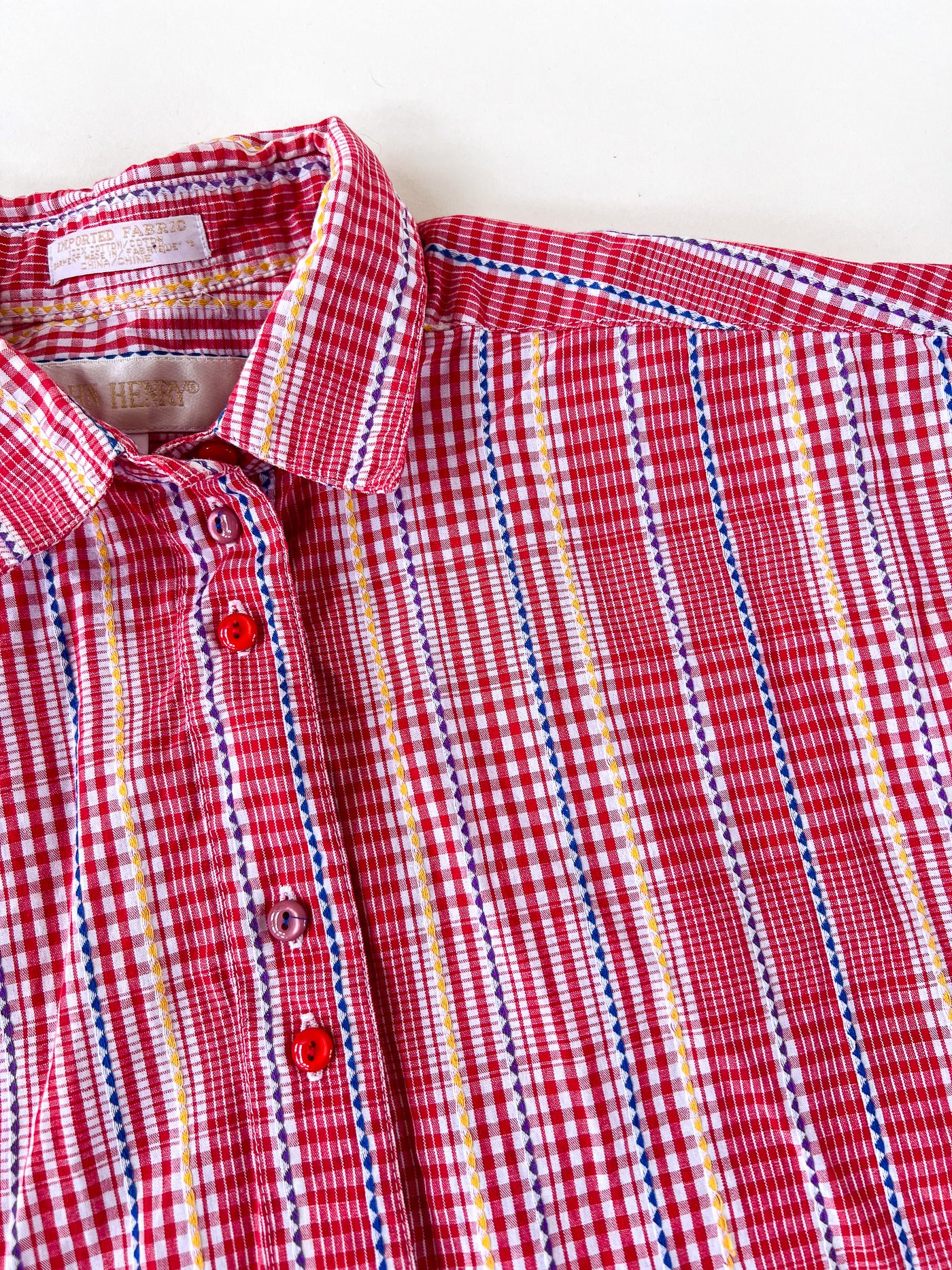 Red and Blue Stripe Button Up S/M