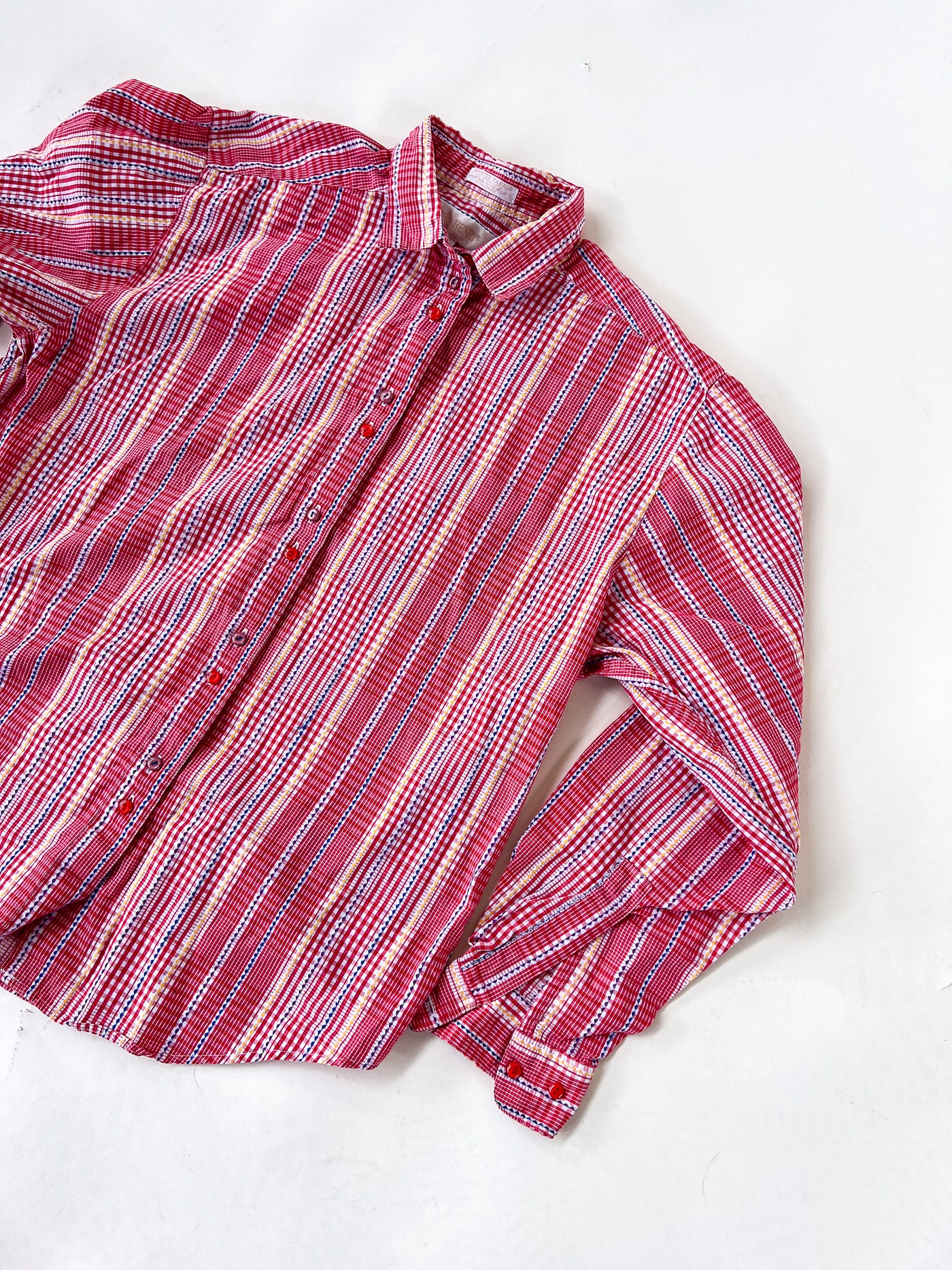 Red and Blue Stripe Button Up S/M