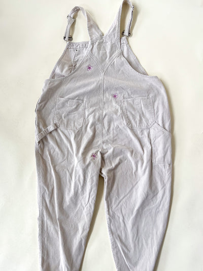 Cream Corduroy Chain Stitched Overalls Plus Size 3X