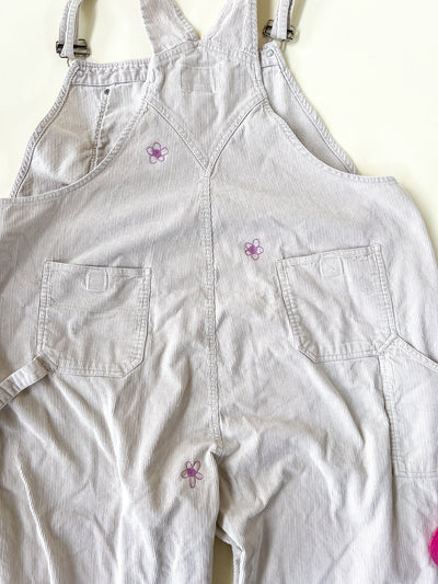 Cream Corduroy Chain Stitched Overalls Plus Size 3X