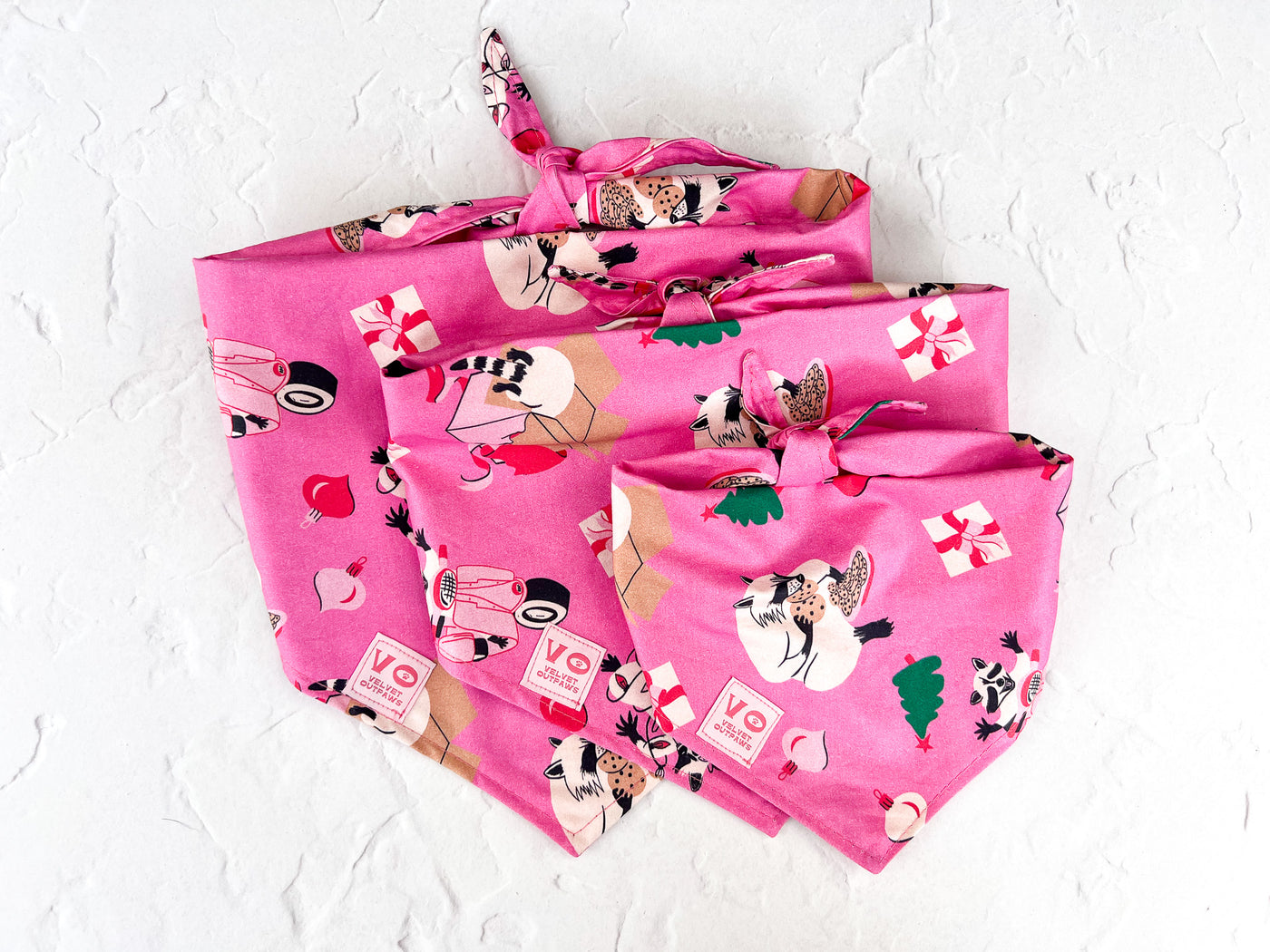 Christmas Raccoons Dog Bandana