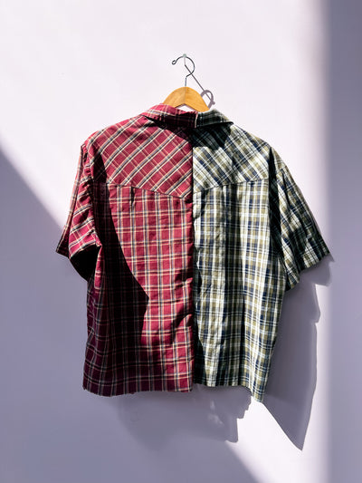 Two Tone Reworked Western Pearl Snap Shirt XL