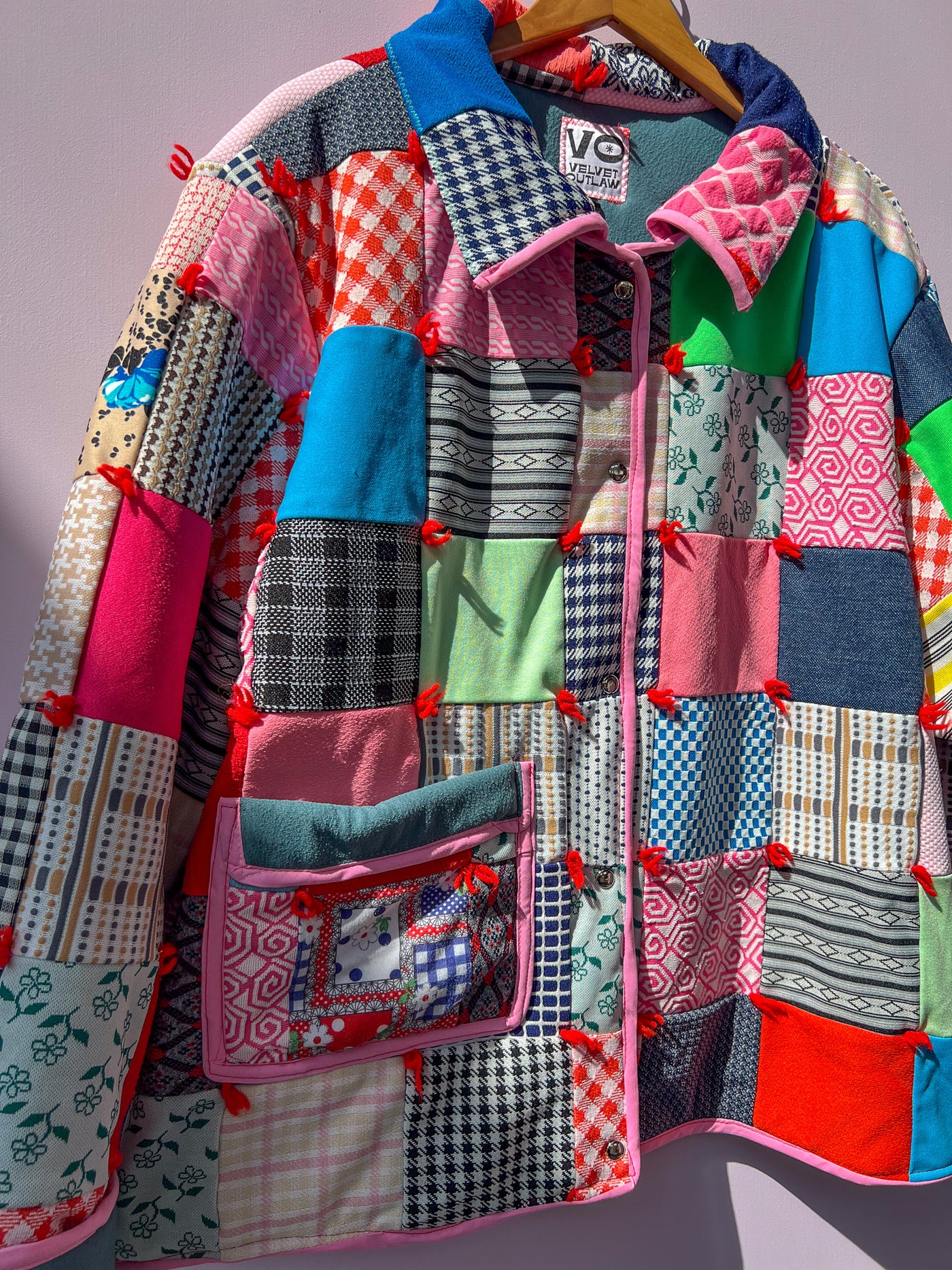 Quilted Jacket - Pink Multicolored Size 2X