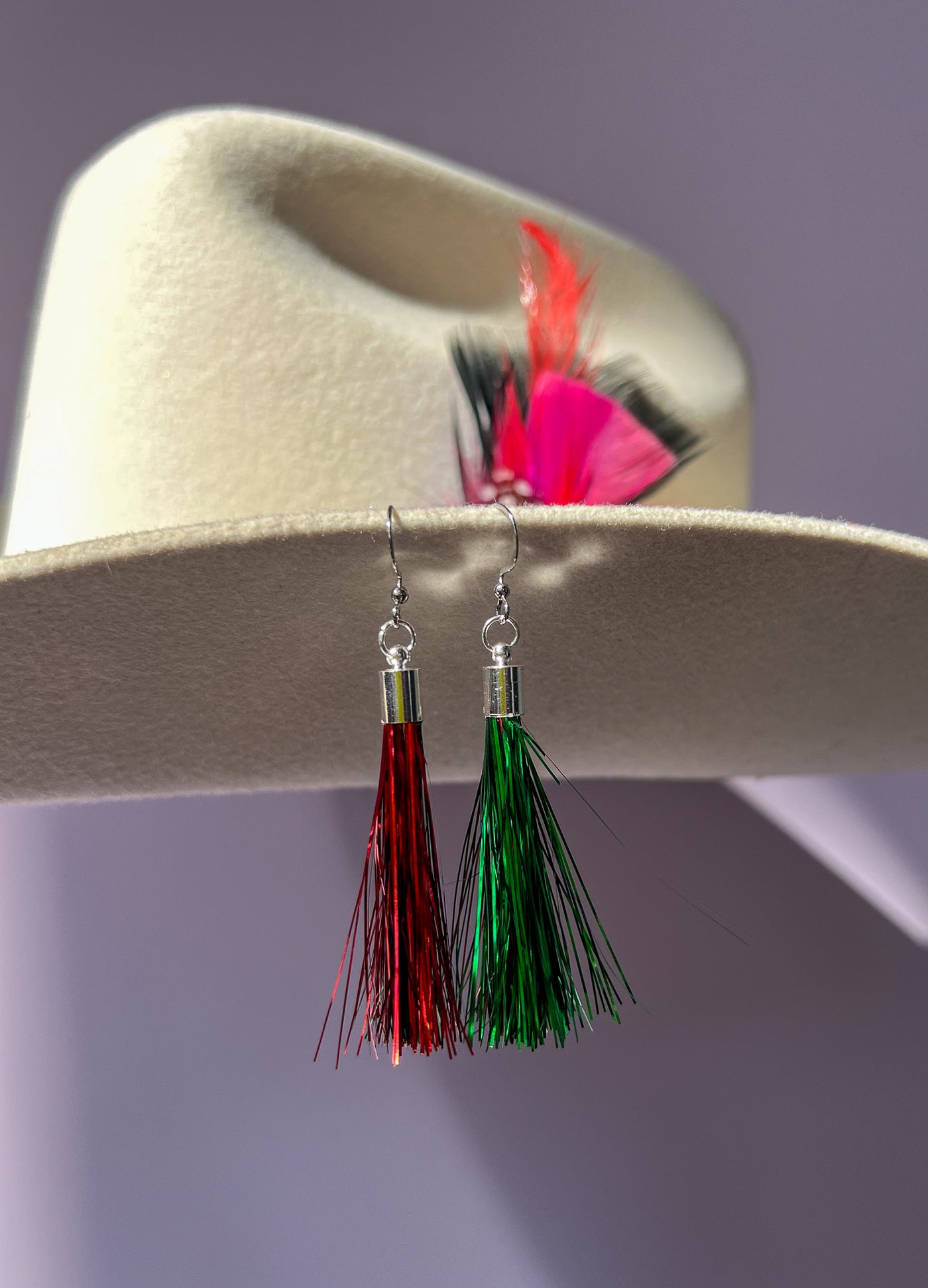 Christmas Mini Tinsel Fringe Earrings