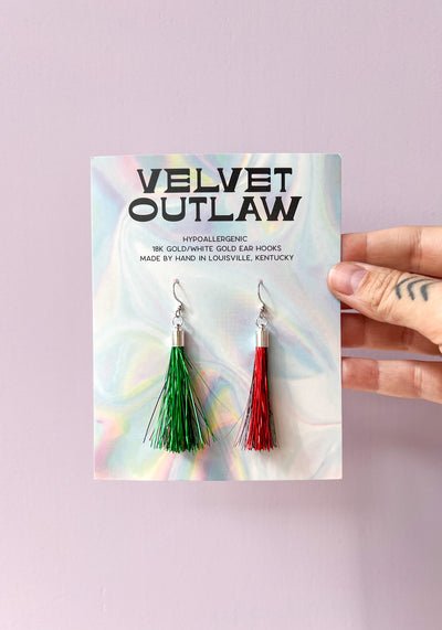 Christmas Mini Tinsel Fringe Earrings