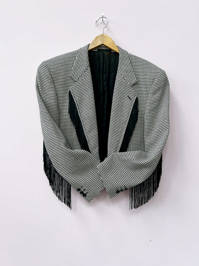 Reworked Fringe Crop Blazer L