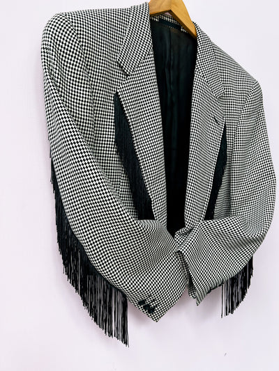 Reworked Fringe Crop Blazer L